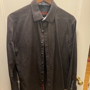 Robert Graham black embroidered casual button down